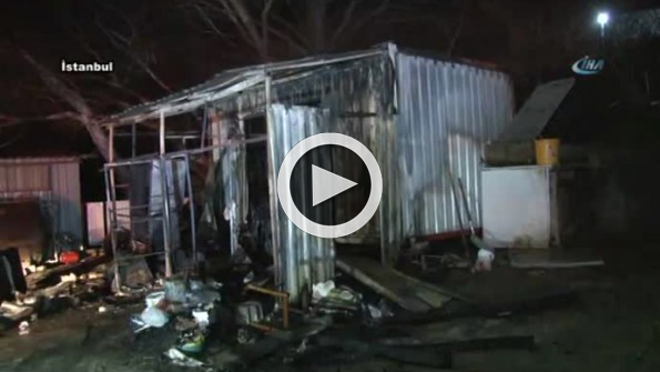 İşçilerin kaldığı barakada yangın : 1 ölü