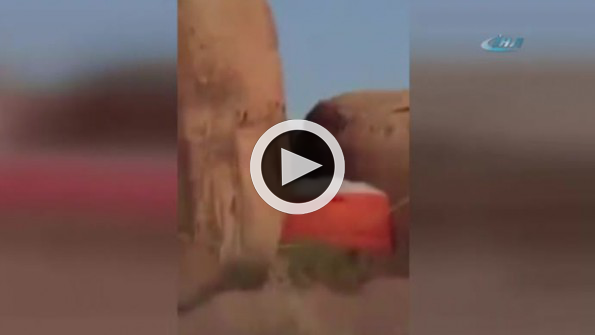 Keçiler atlama yatağı ile böyle kurtarıldı