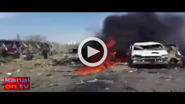 Suriye’de tahliye otobüsüne saldırıdan ilk görüntüler