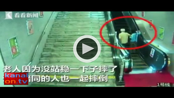 İnanılmaz yürüyen merdiven kazası kamerada