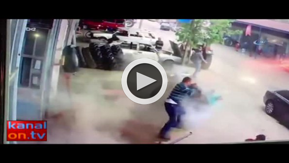 Şişirilen lastiğin patlama anı kamerada