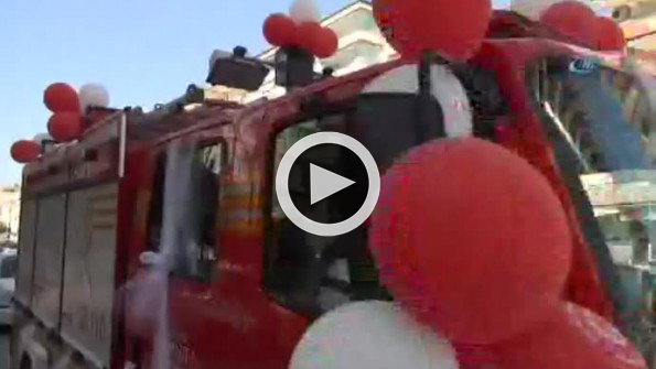 İtfaiye aracı gelin arabası oldu