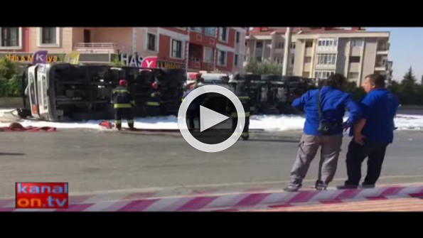 Konya’da LPG yüklü tanker devrildi! Bir bina boşaltıldı