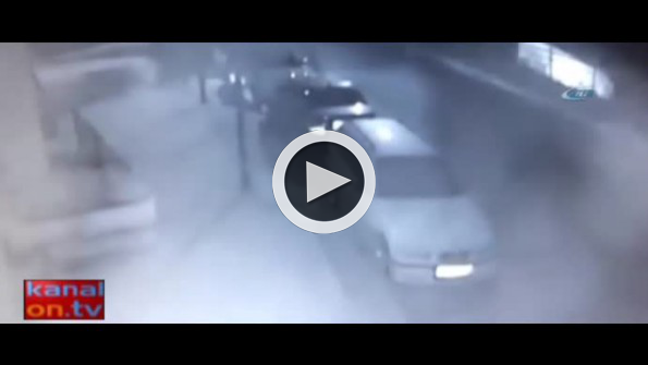 İki aracı yakan piknik tüpü böyle yuvarlandı