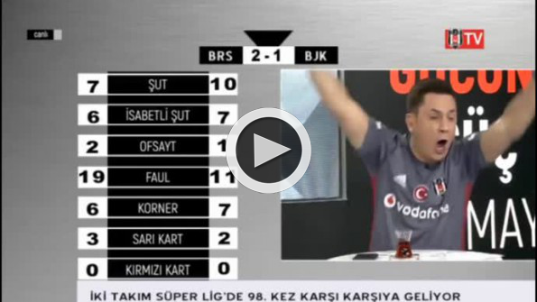 BJK TV spikeri Negredo’nun golüne sevinirken bardak kırdı