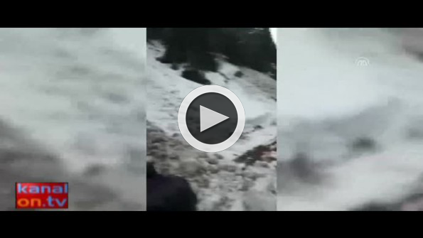 Çığ düşen kamyonetten mucize eseri yara almadan kurtuldular