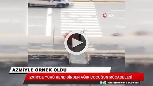 Yükü kendisinden ağır çocuğun mücadelesi kamerada