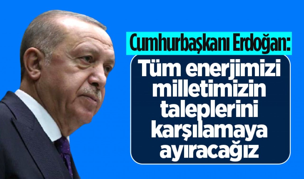 Cumhurbaşkanı Erdoğan: Tüm enerjimizi milletimizin taleplerini karşılamaya ayıracağız